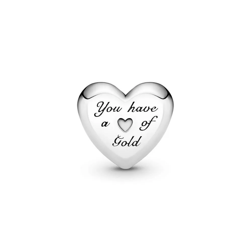 Charm Pandora corazón de plata y oro 14k
