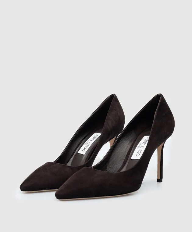 Jimmy Choo Romy 85 Brown Suede Boat Shoes