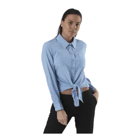 Only Lecey Ls Stripe Knot Dnm Shirt White