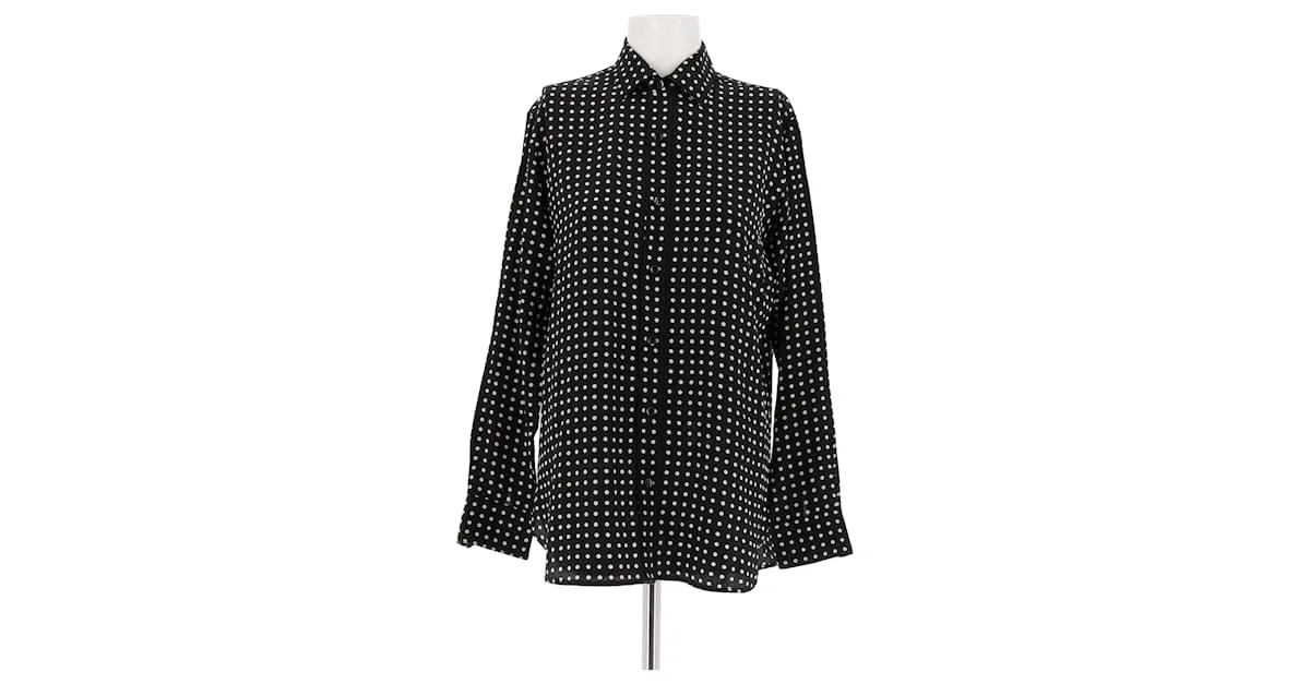 SAINT LAURENT Tops T.FR 36 Seda Negro 