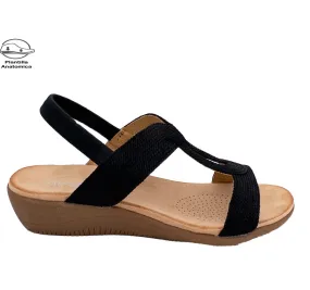 SANDALIA AMARPIES ABZ26621 ZAPATO DE MUJER TIRAS TRENZADAS NEGRO PLANTA CONFORT ACOLCHADA 28485