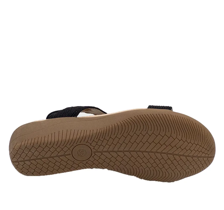 SANDALIA AMARPIES ABZ26621 ZAPATO DE MUJER TIRAS TRENZADAS NEGRO PLANTA CONFORT ACOLCHADA 28485
