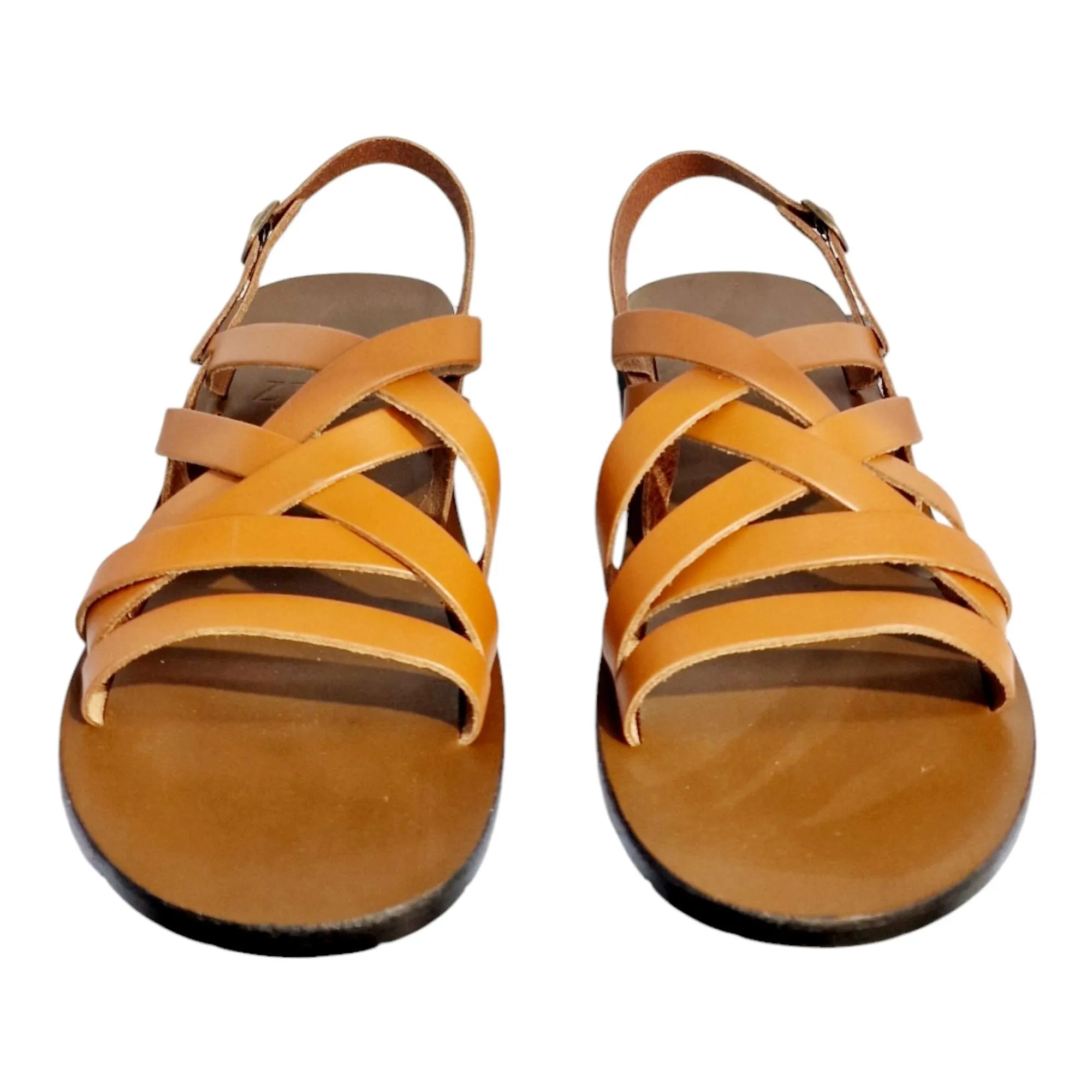 SANDALIAS HOMBRE MULTITIRAS CON TALÓN CUERO CUERO