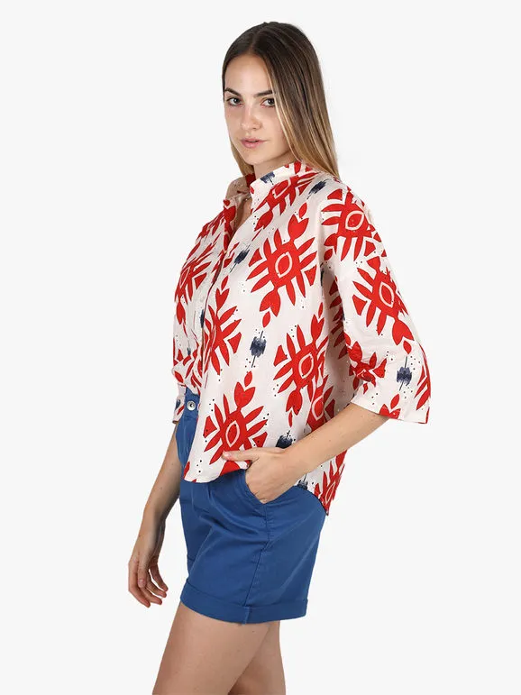 Solada Camisa oversize de mujer de algodón con estampados