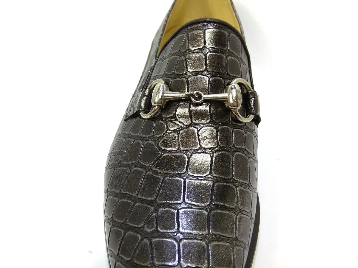 Vitelo Mocasín t. 4cm punta coco hebilla 8186 Antracita